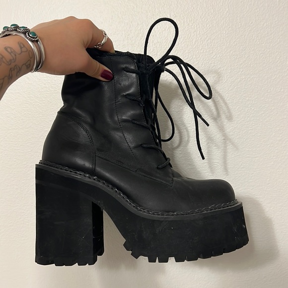 UNIF Shoes - UNIF Black Lace Up Platform Boots best for size 8 feet